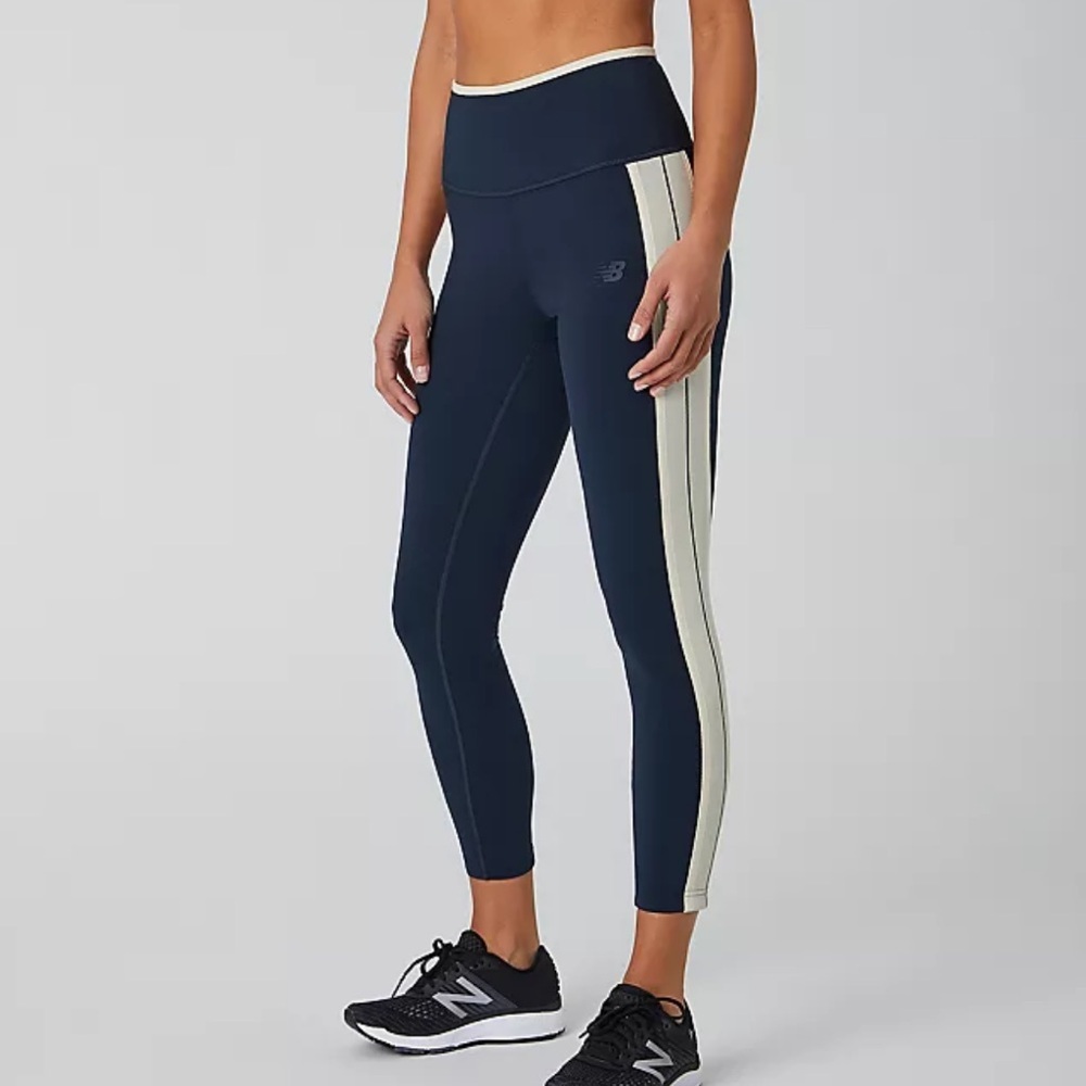 New Balance Leggings Navy with Cream sides Medium
